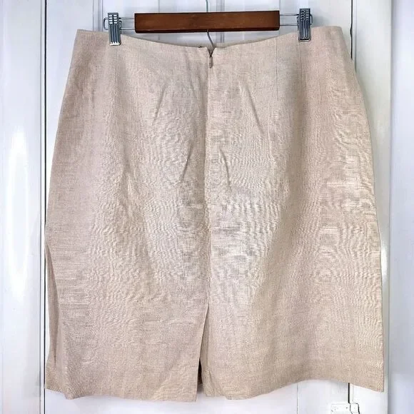 Rafaella 100% Linen Tan Knee Length Skirt Sz 16 - Picture 4 of 11